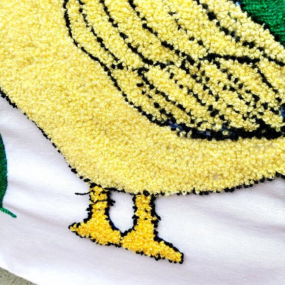 Punch Needle Embroidered Pillowcase Duck Mr and Mrs 26 x 15 Inch Boho Decor - Picture 8 of 12